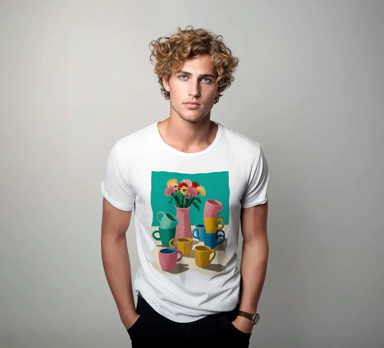Pila di tazze colorate t-shirt da Trace Brush