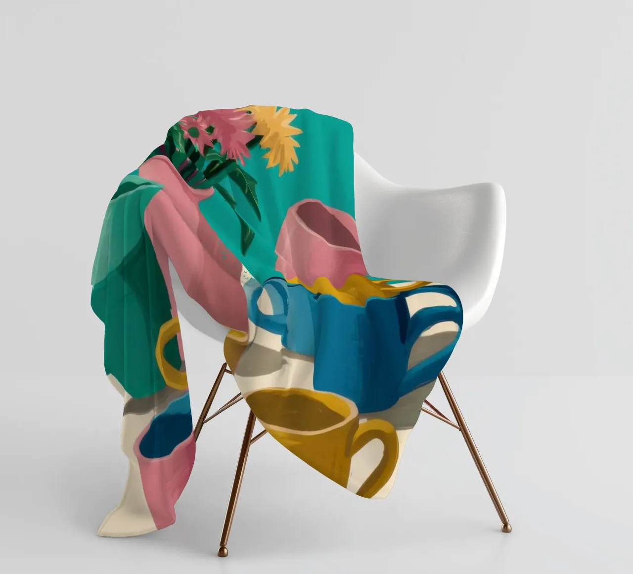 Pila di tazze colorate coperta in pile da Trace Brush