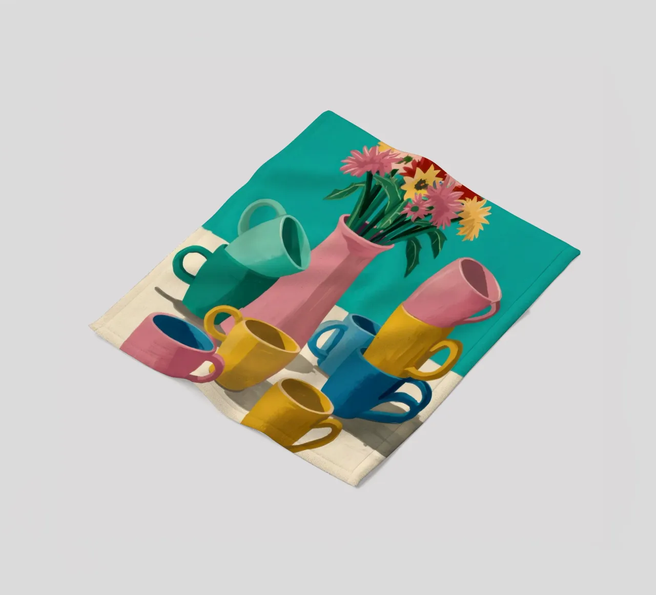 Pila di tazze colorate coperta in pile da Trace Brush