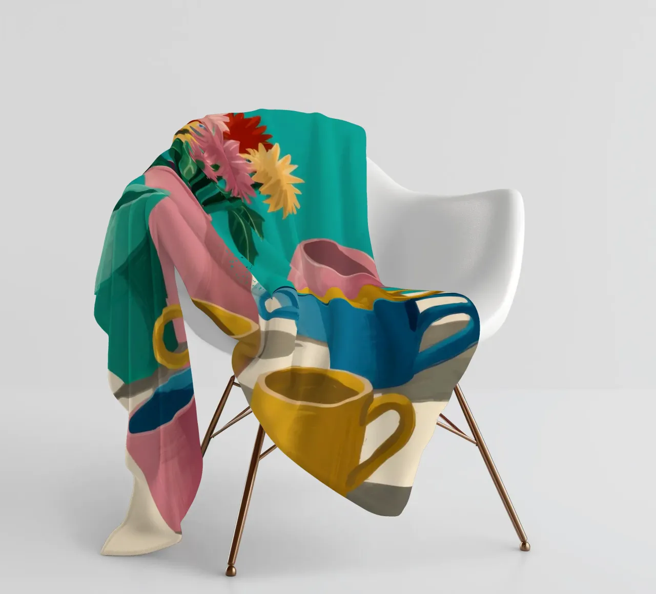Pila di tazze colorate coperta in pile da Trace Brush