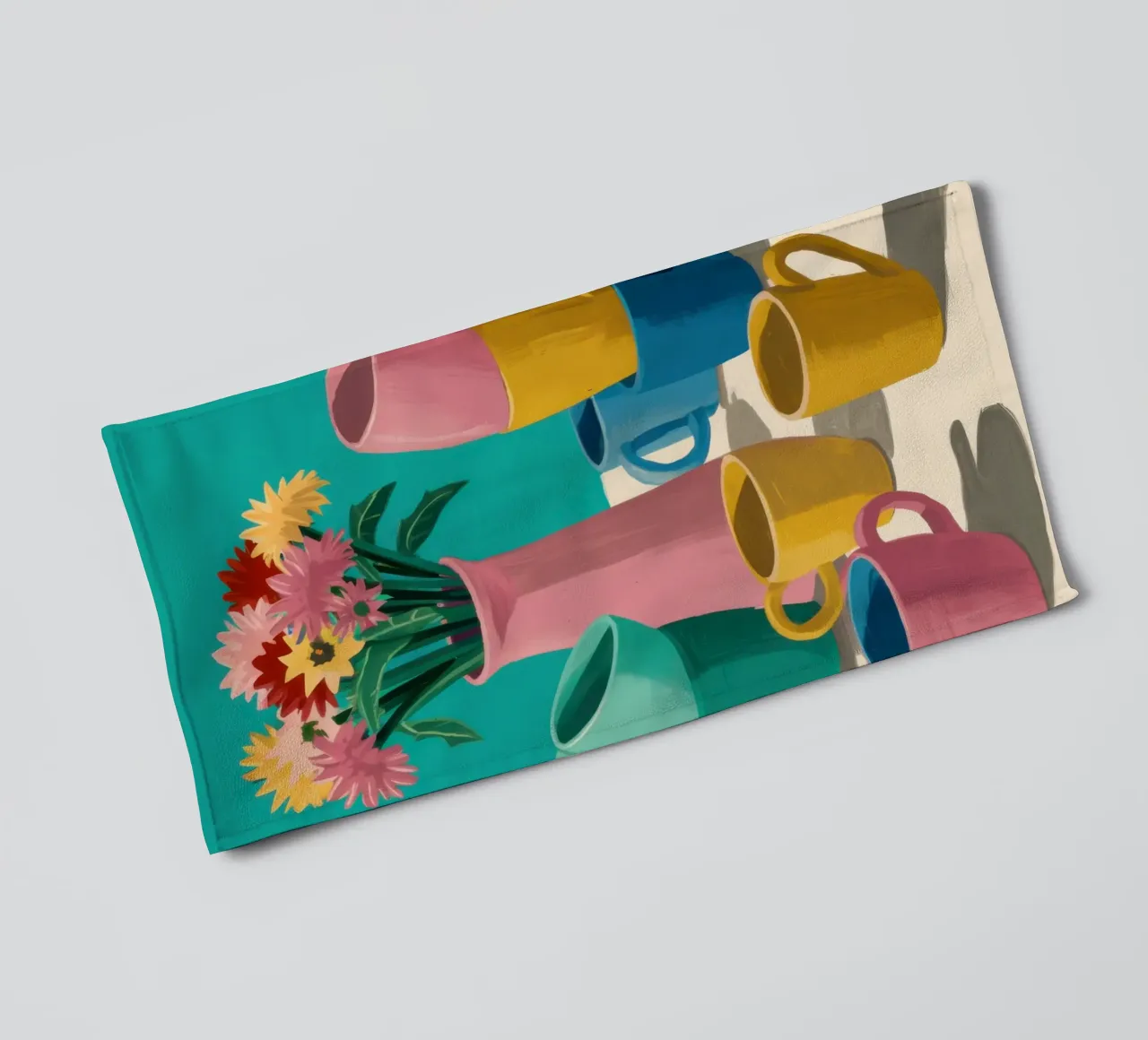 Pila di tazze colorate asciugamano da bagno da Trace Brush