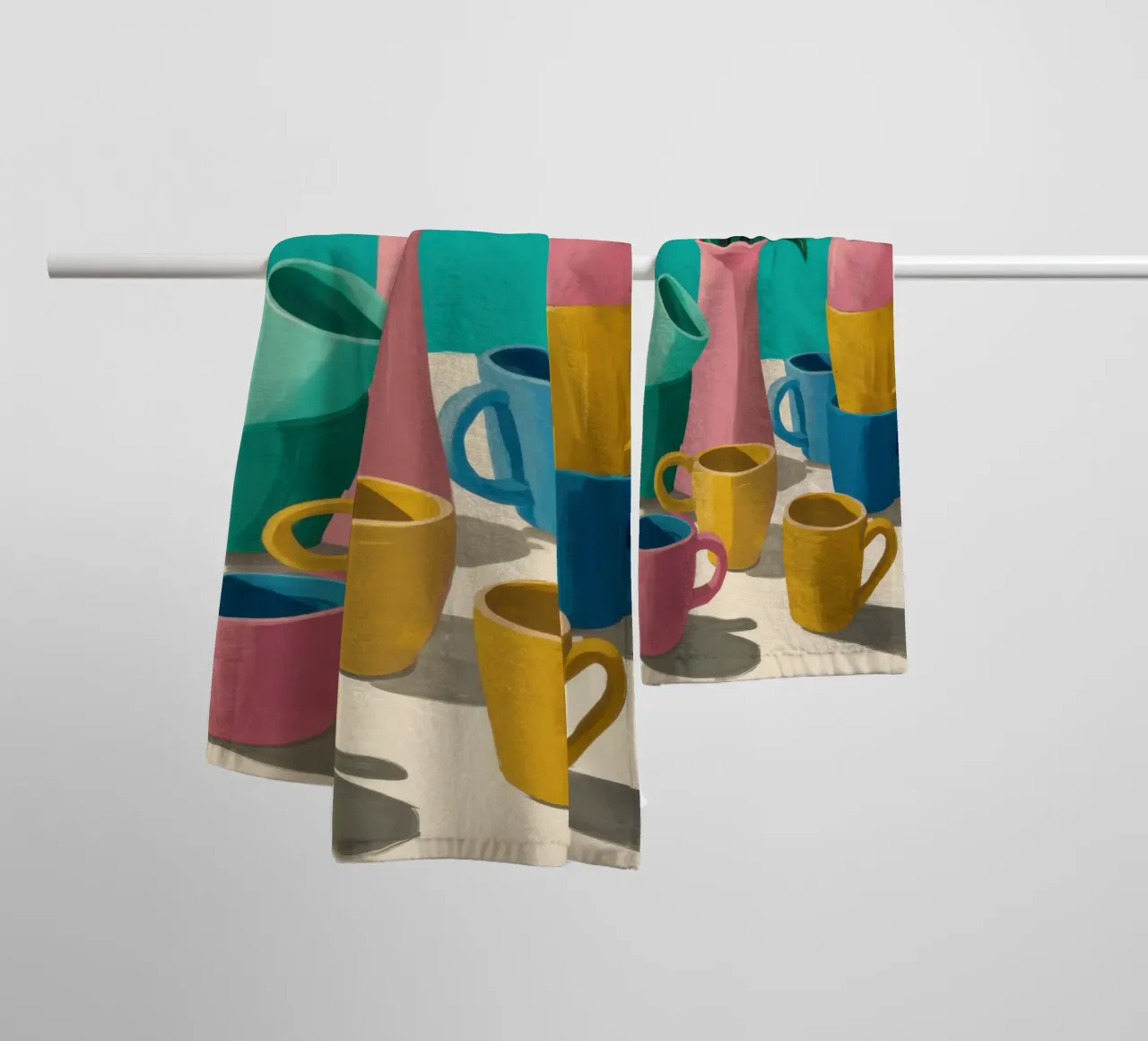 Pila di tazze colorate asciugamano da bagno da Trace Brush