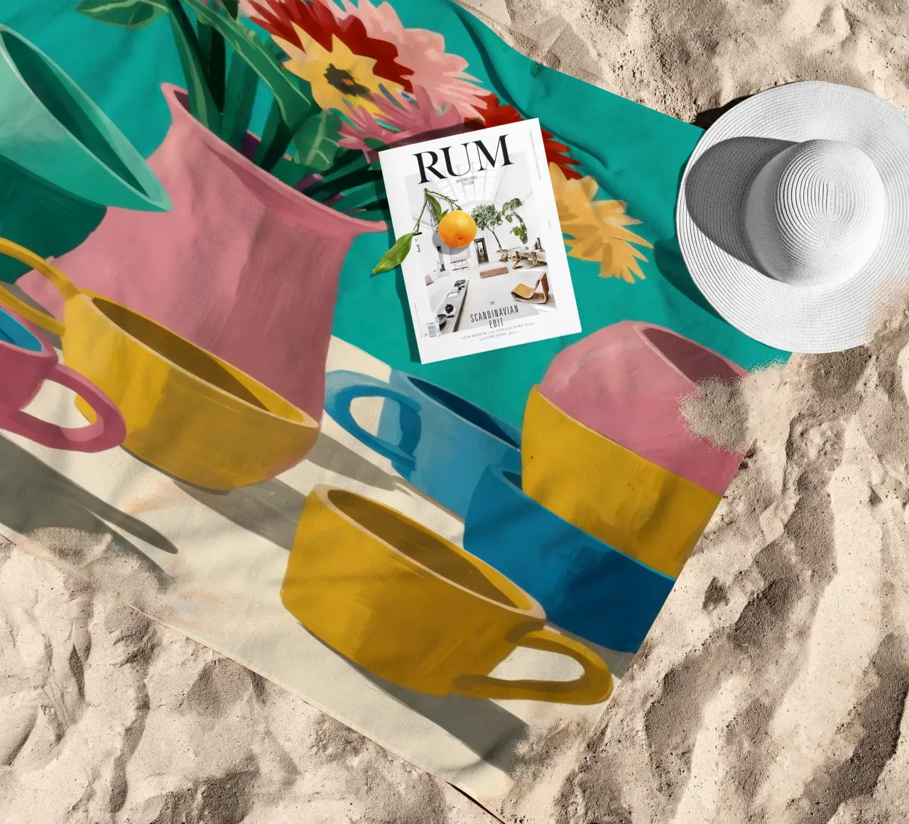 Pila di tazze colorate telo mare da Trace Brush