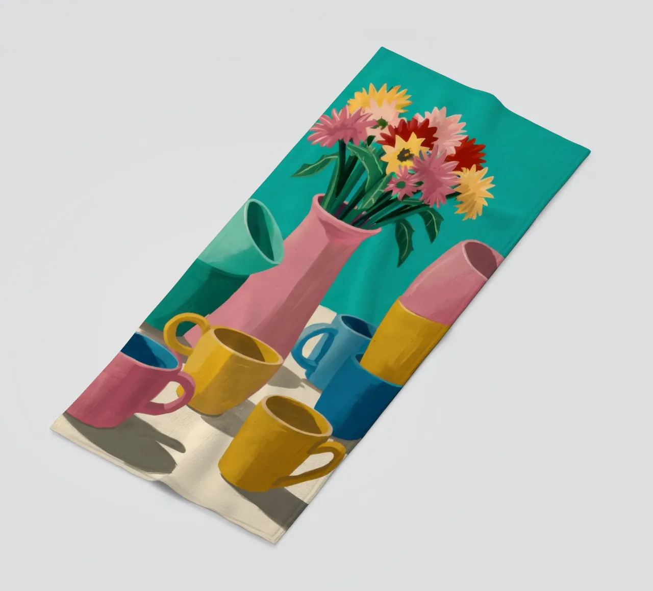 Pila di tazze colorate telo mare da Trace Brush