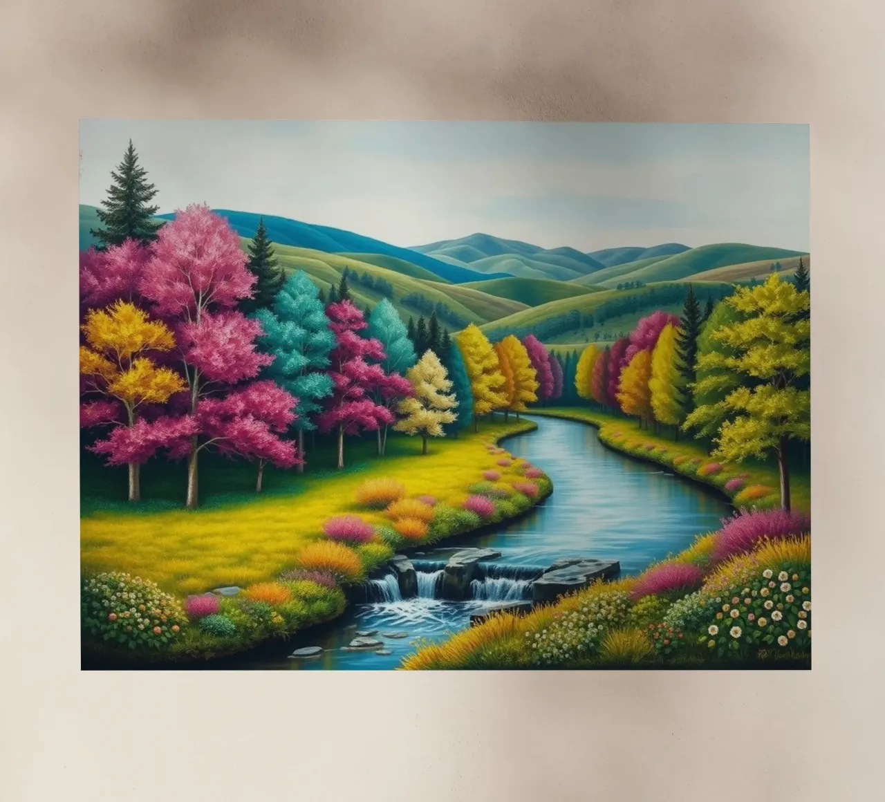 Un caleidoscopio di colori autunnali e un paesaggio acquatico sereno pellicola backlit da Artistic-shop