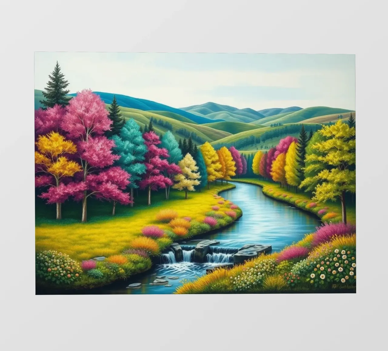 Un caleidoscopio di colori autunnali e un paesaggio acquatico sereno pellicola backlit da Artistic-shop