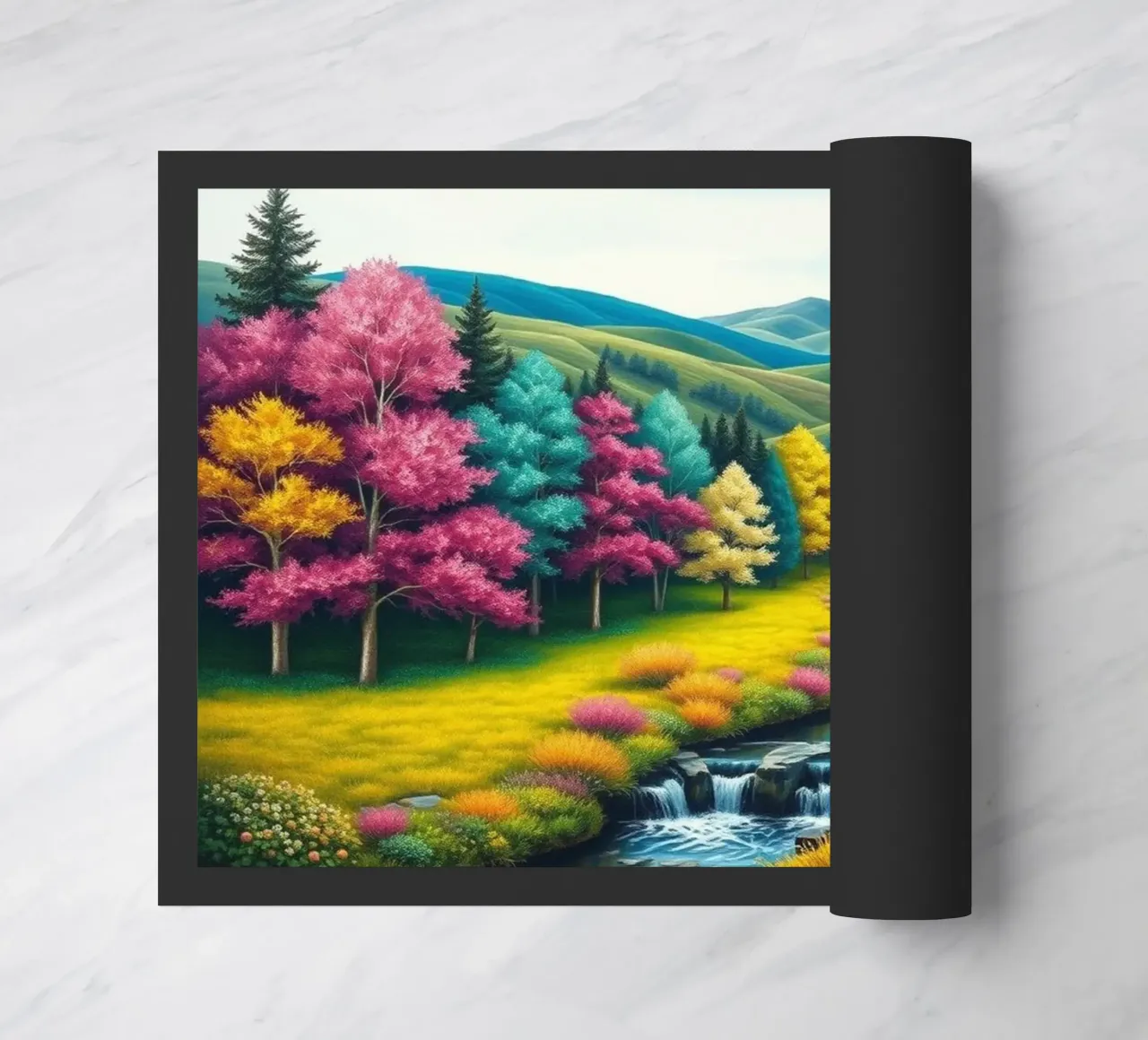 Un caleidoscopio di colori autunnali e un paesaggio acquatico sereno zerbino da Artistic-shop