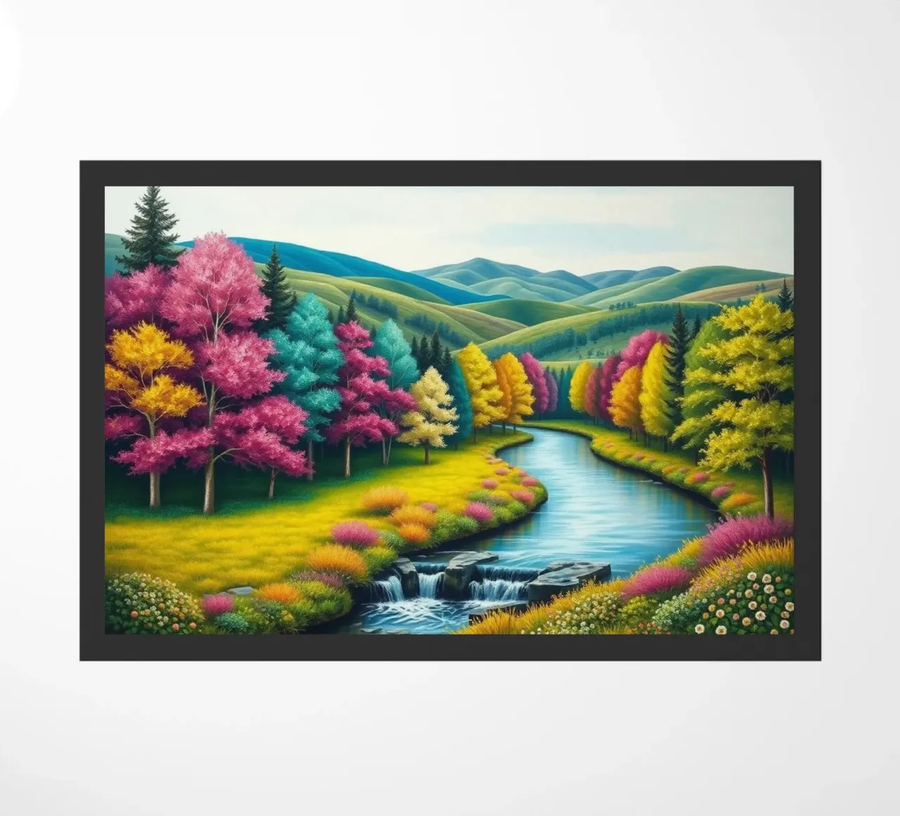 Un caleidoscopio di colori autunnali e un paesaggio acquatico sereno zerbino da Artistic-shop