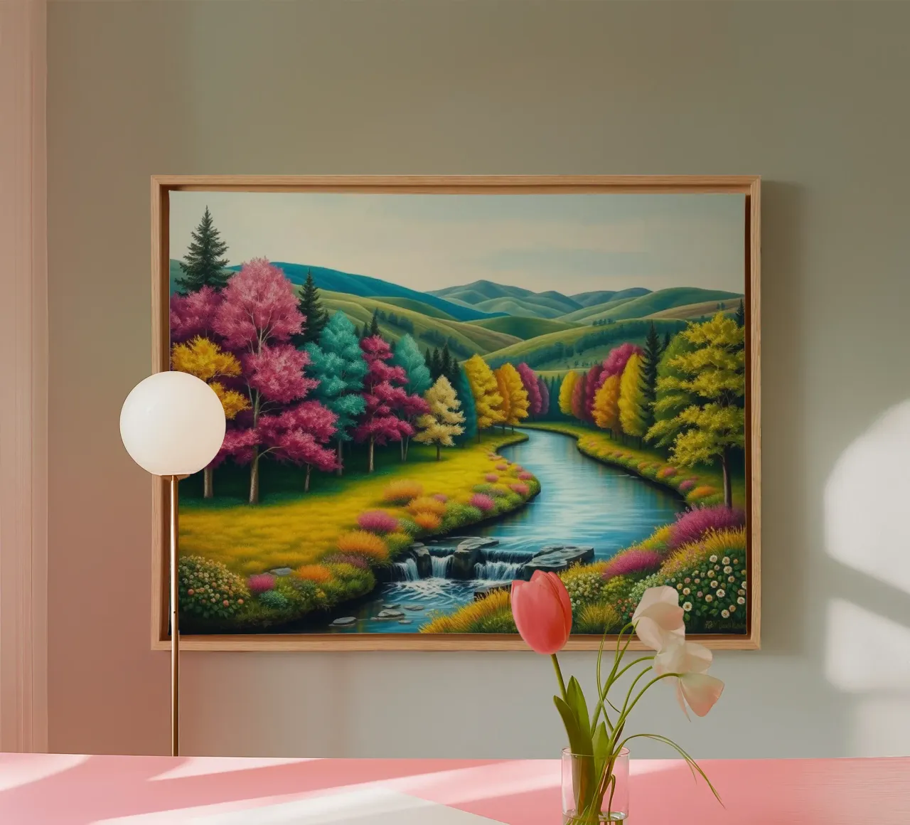 A Kaleidoscope of Autumn Colors and Serene Waterscape canvas by Artistic-shop