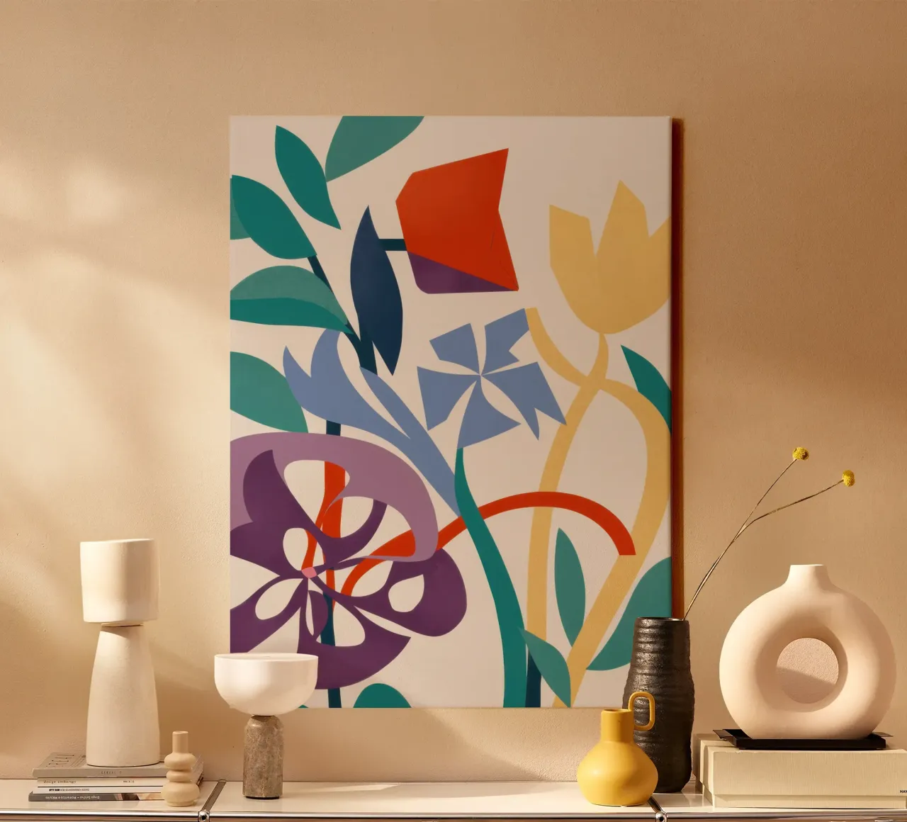 Abstracte tulpentuin canvas met Baklijst van Irish Strokes