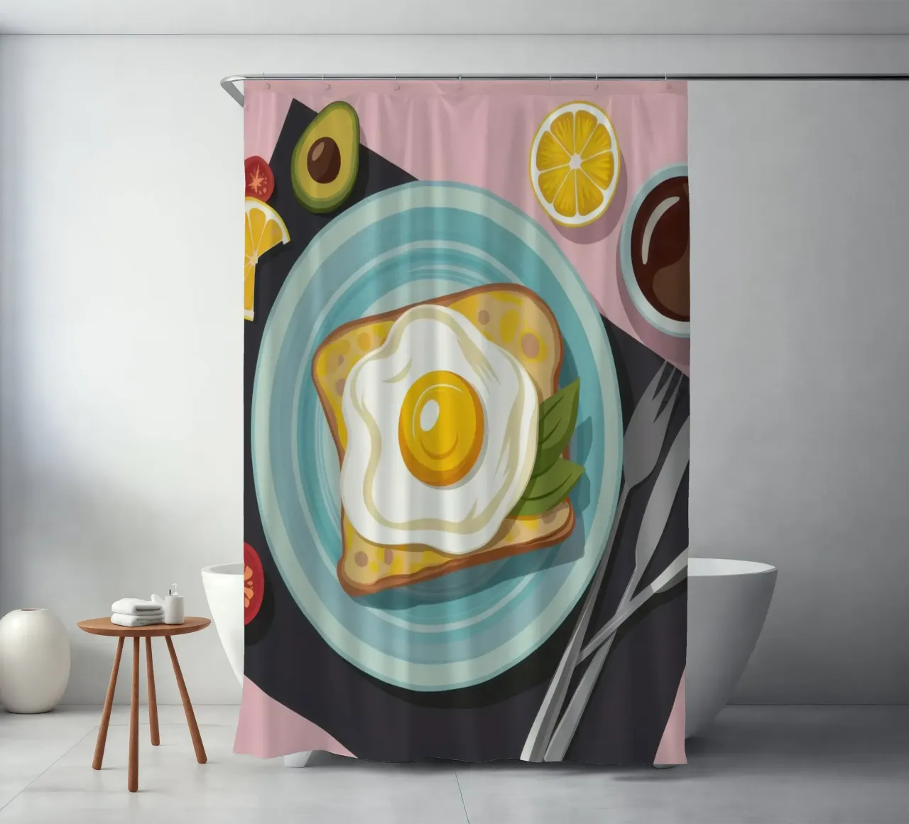 Avocado-Toast in Perfektion Duschvorhang von Trace Brush