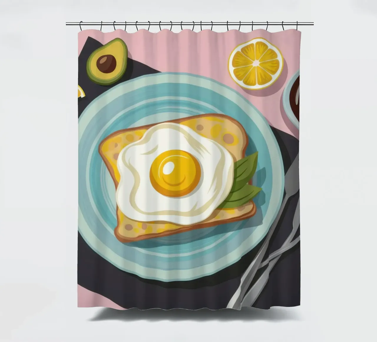 Avocado-Toast in Perfektion Duschvorhang von Trace Brush