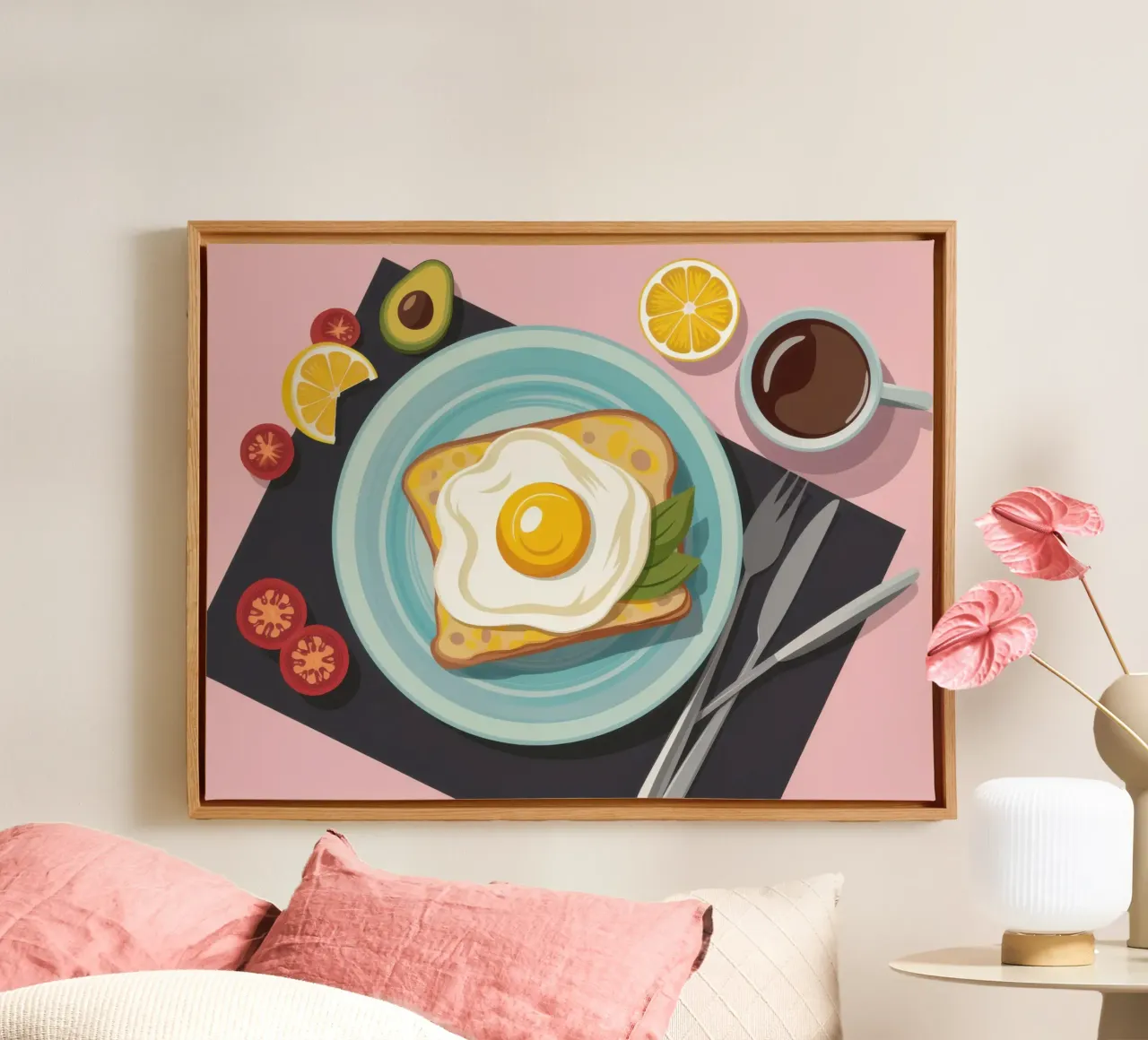 Tostadas de aguacate perfectas lienzo con Marco flotante de Trace Brush