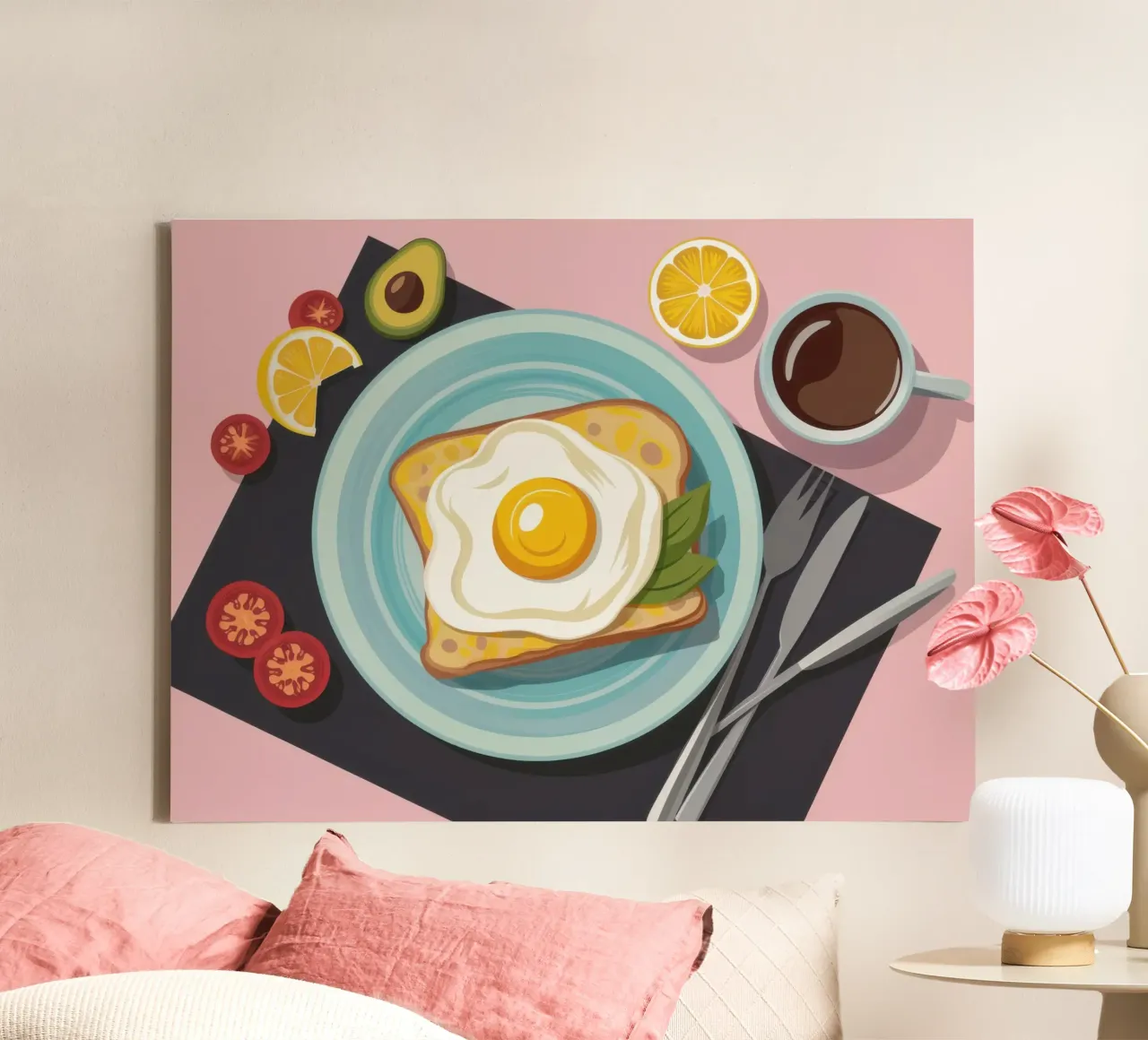 Tostadas de aguacate perfectas lienzo con Marco flotante de Trace Brush