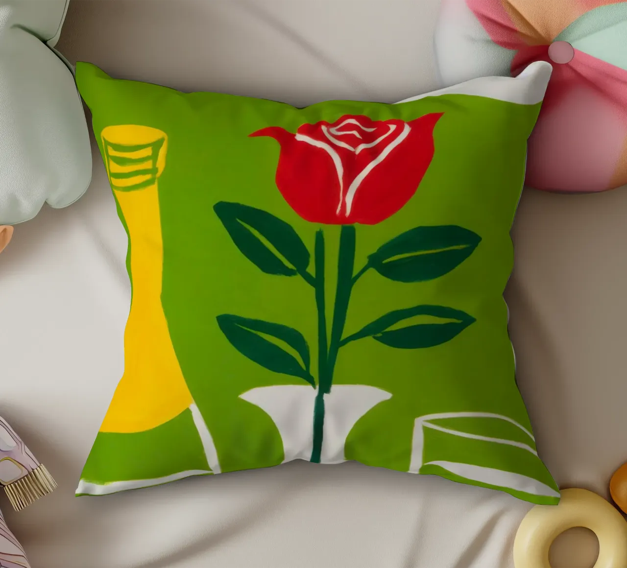 Singola rosa rossa cuscino da Mark Solaria