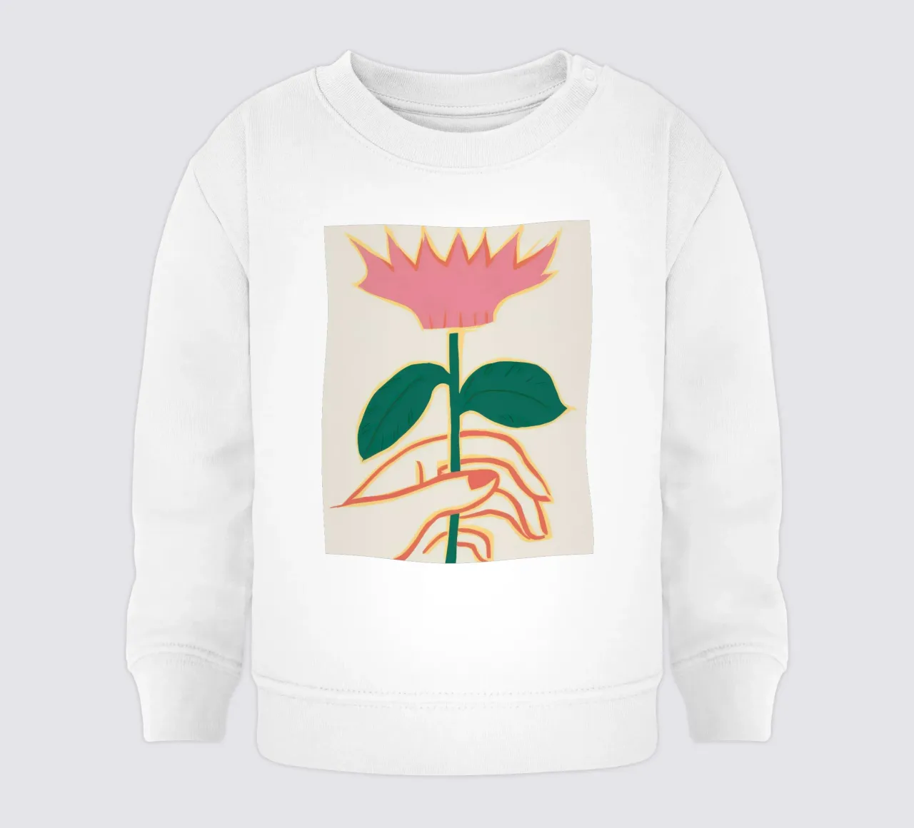 Mano che tiene il fiore felpa neonato da Gaia Viesta