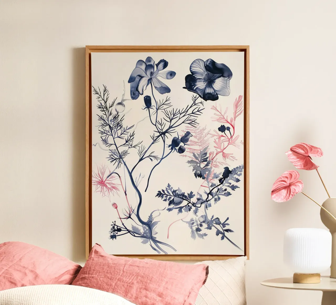 Notturno botanico tela con Cornice a cassetta da Sophia Calder Studio