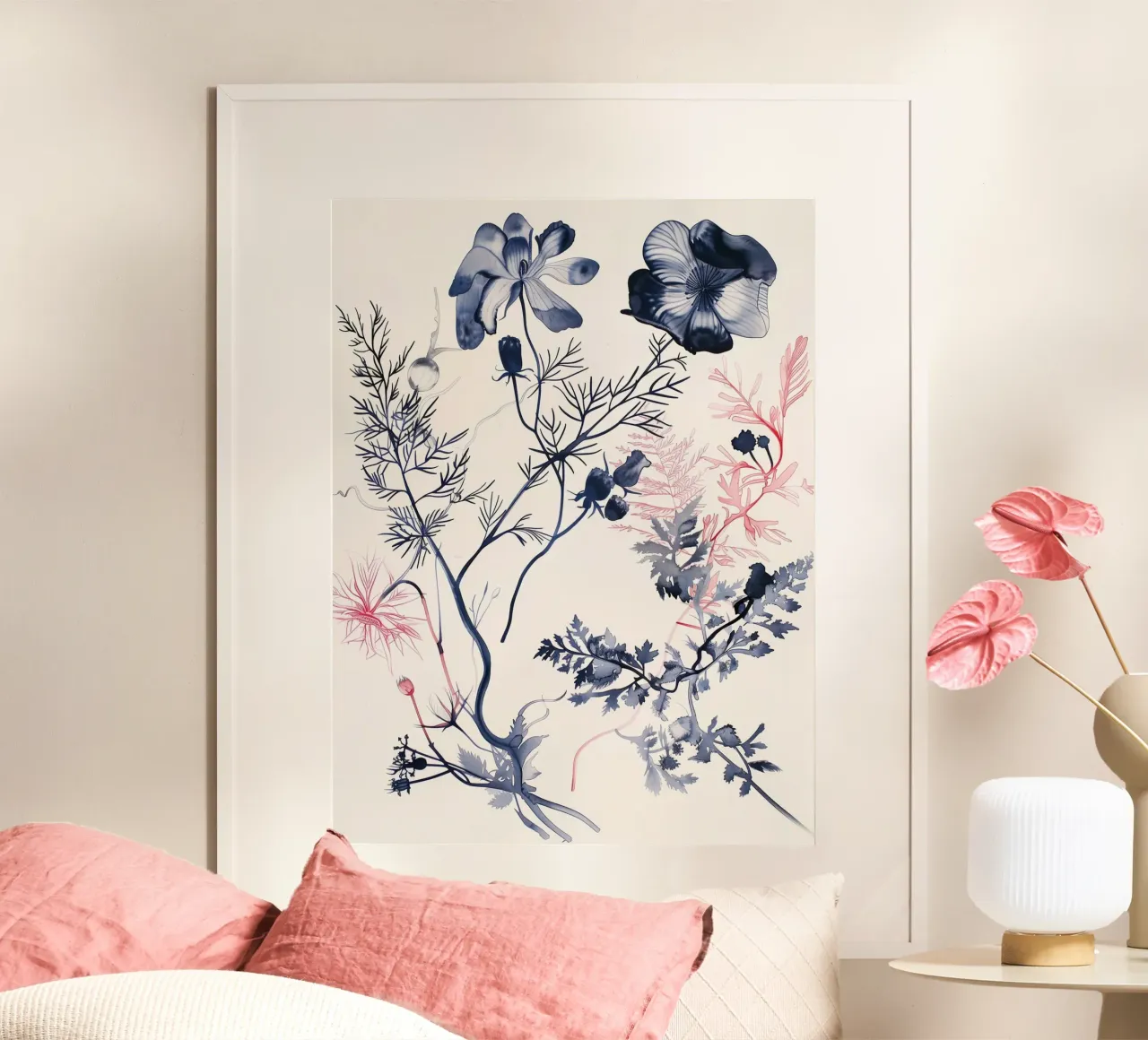 Notturno botanico poster con telaio in plastica da Sophia Calder Studio