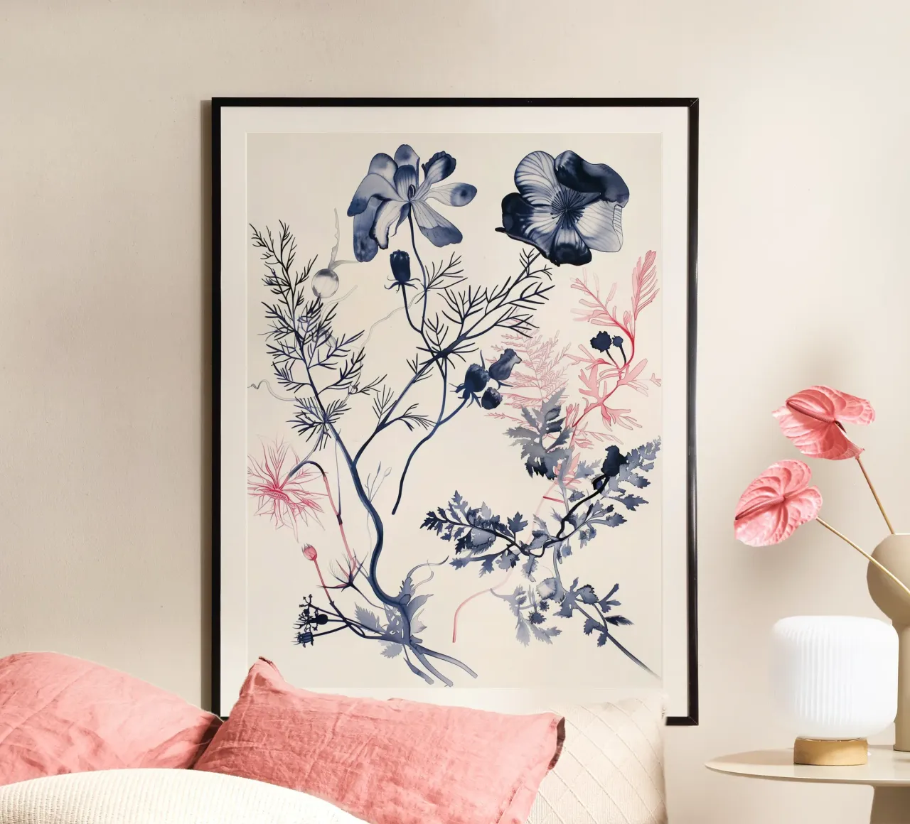 Notturno botanico poster con telaio in plastica da Sophia Calder Studio