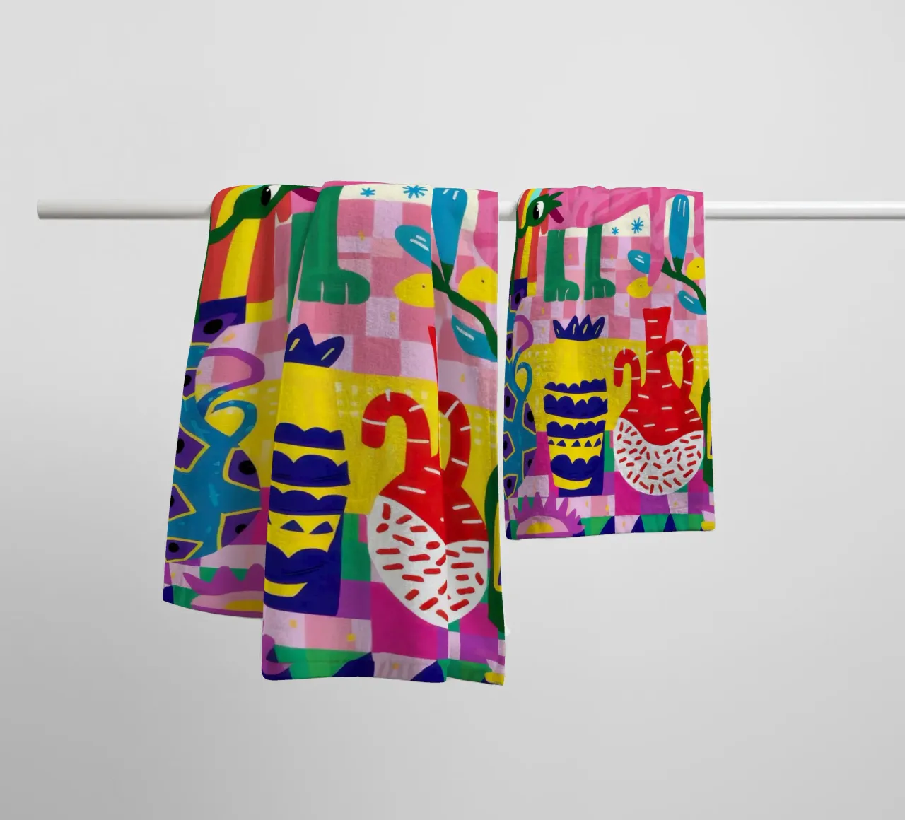 Psychedelic Rainbow Cat towel by Luna Aura