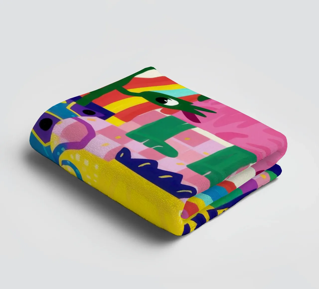 Psychedelic Rainbow Cat towel by Luna Aura