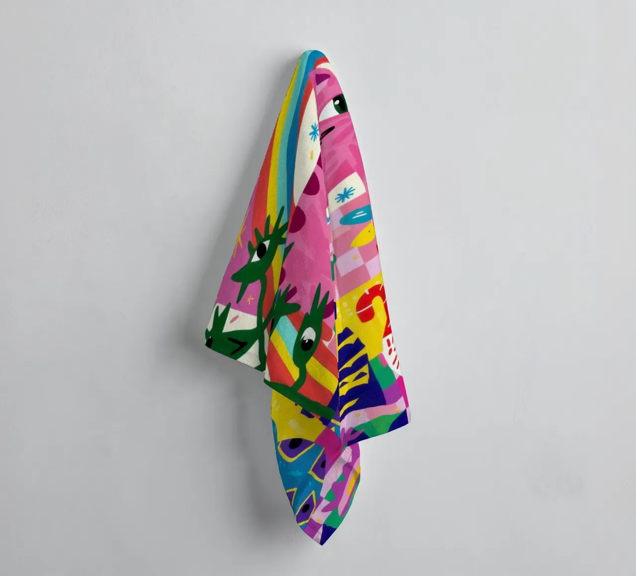 Psychedelic Rainbow Cat towel by Luna Aura