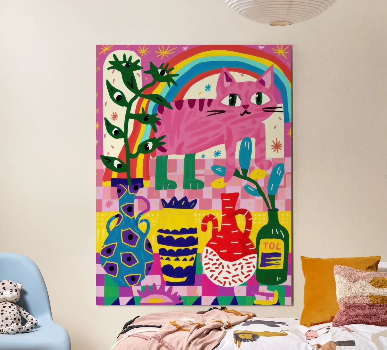 Gatto arcobaleno psichedelico poster da Luna Aura