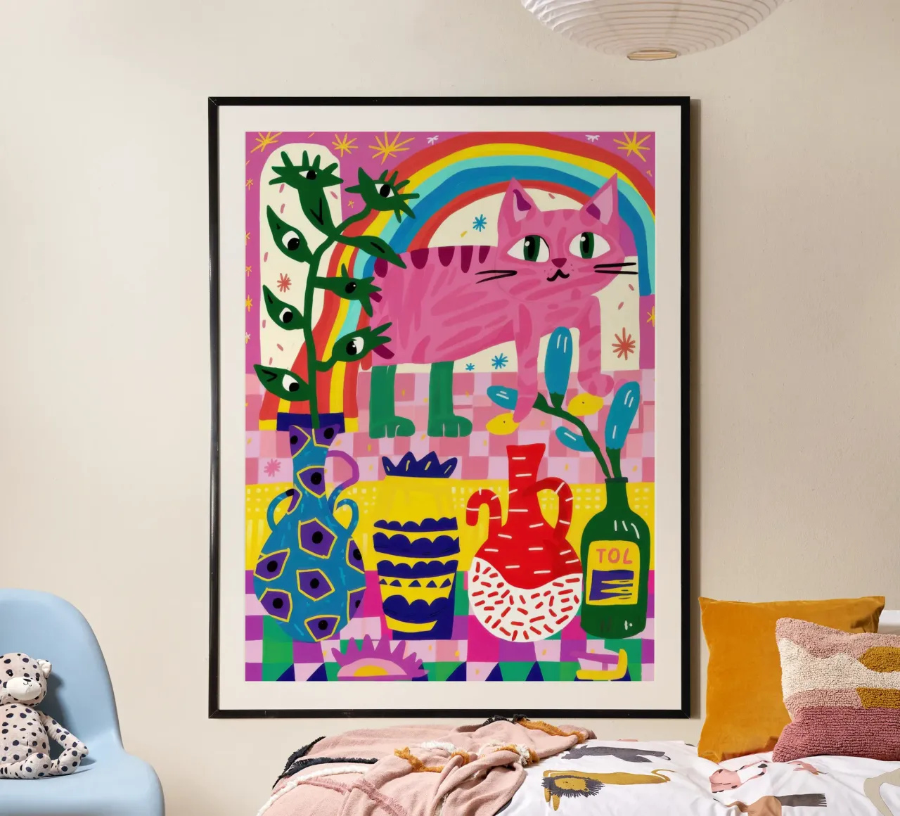 Gatto arcobaleno psichedelico poster da Luna Aura