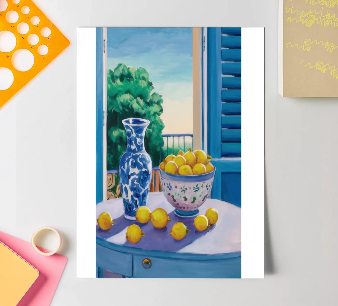Finestra con i limoni foglio adesivo da Trace Brush