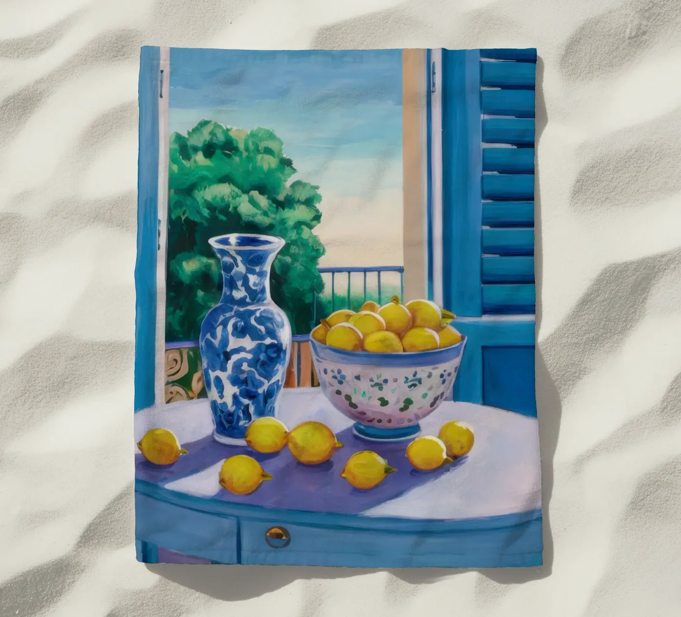 Finestra con i limoni telo mare da Trace Brush