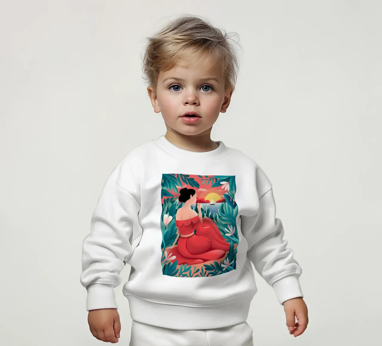 Donna in rosso felpa neonato da Gaia Viesta