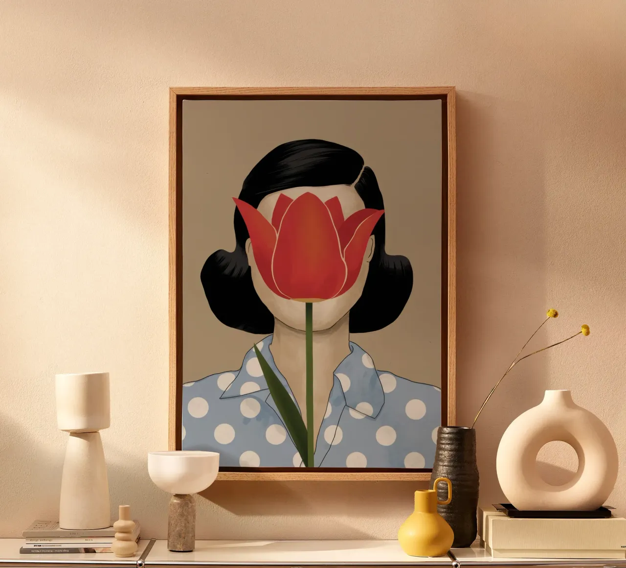 Metamorphic Tulip Portrait canvas with Floater frame by Selene Shade