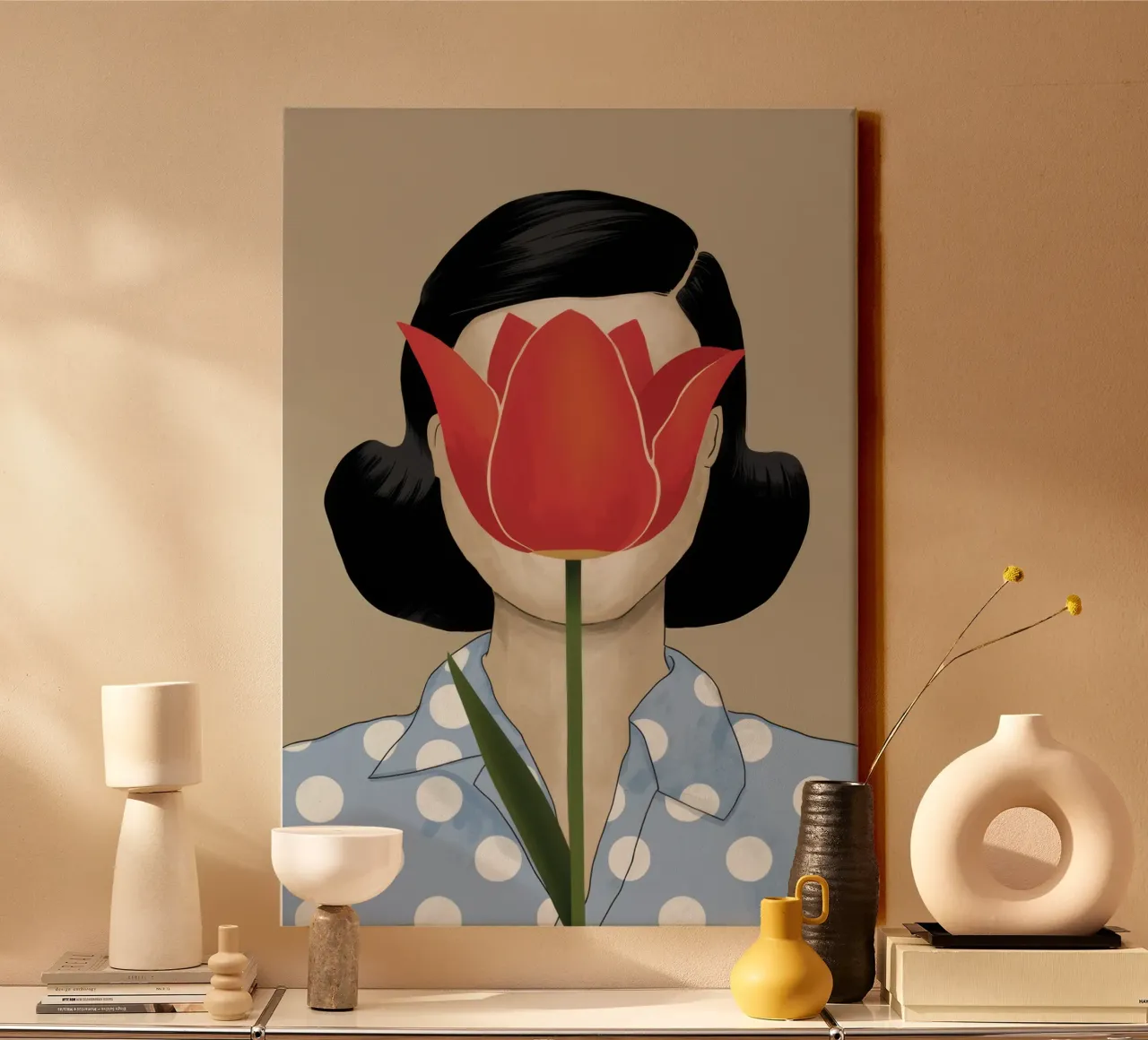 Metamorphic Tulip Portrait canvas with Floater frame by Selene Shade
