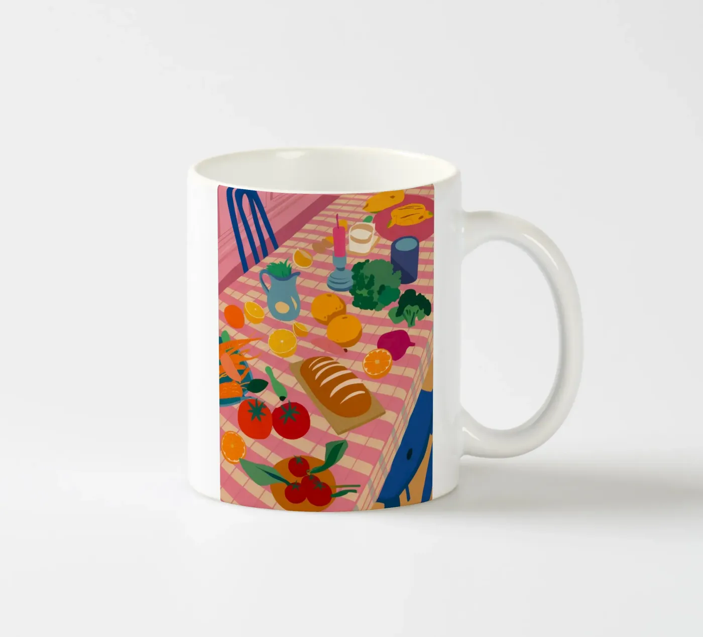 Rustic Lunch Table ceramic mug by Trace Brush