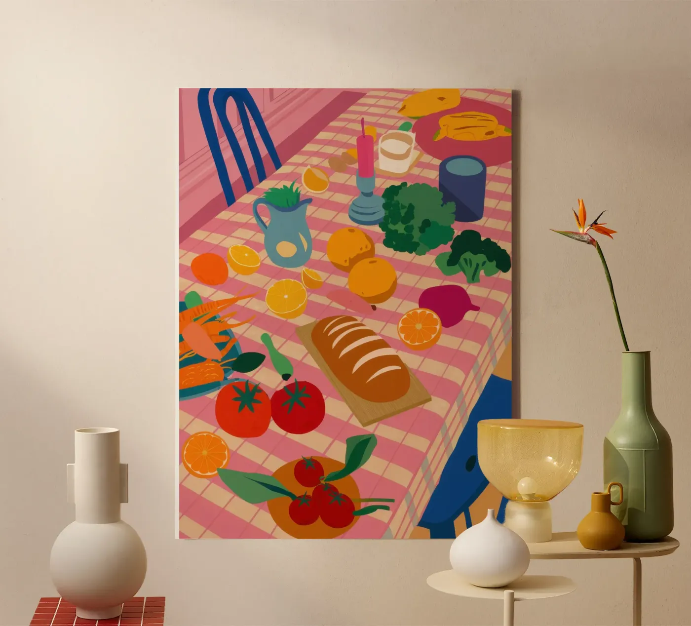 Rustic Lunch Table canvas by Trace Brush