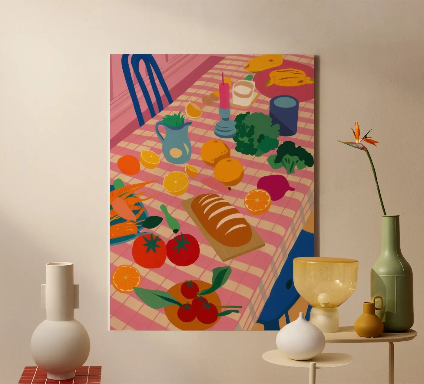 Rustic Lunch Table canvas by Trace Brush