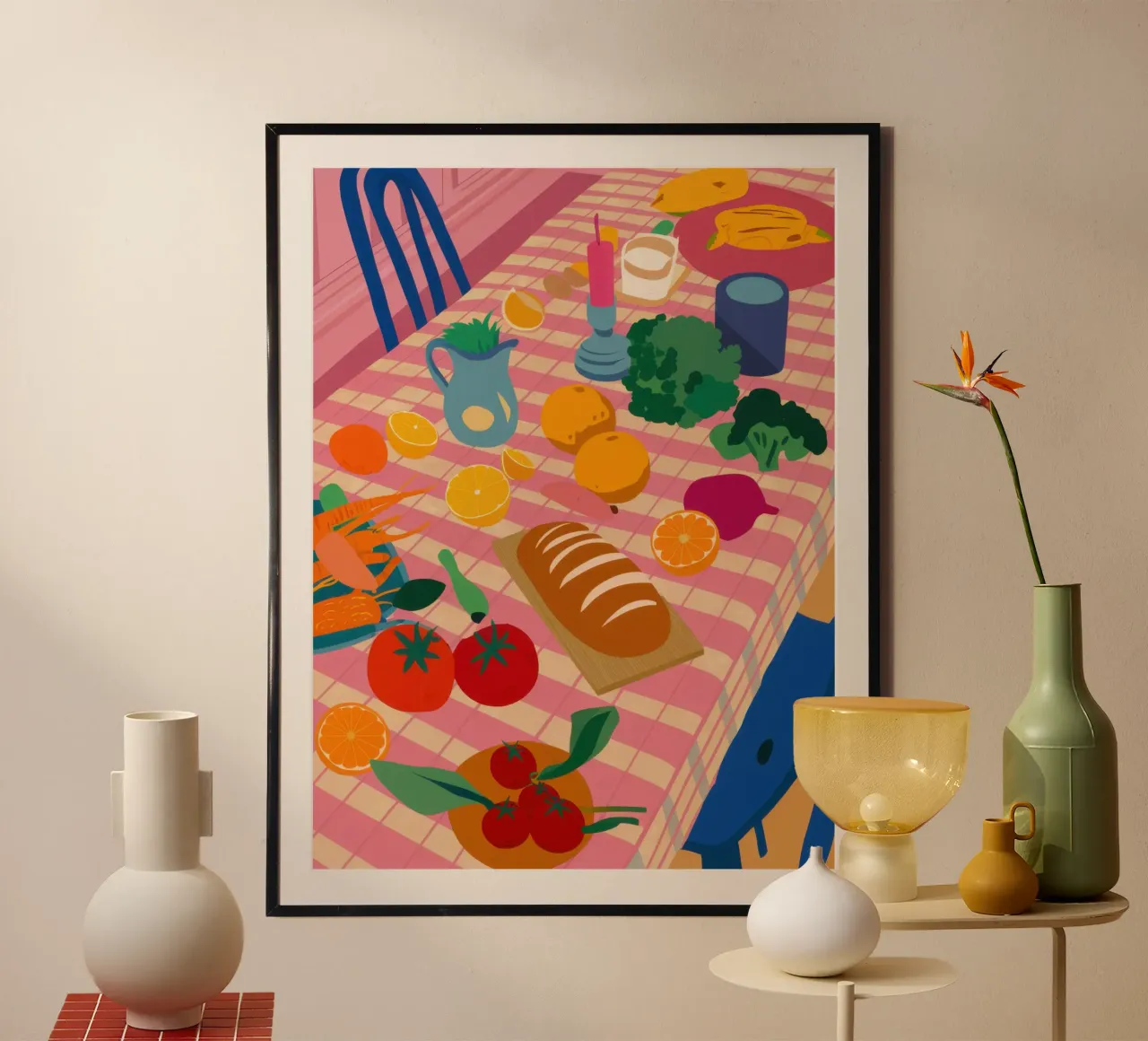 Rustic Lunch Table poster by Trace Brush