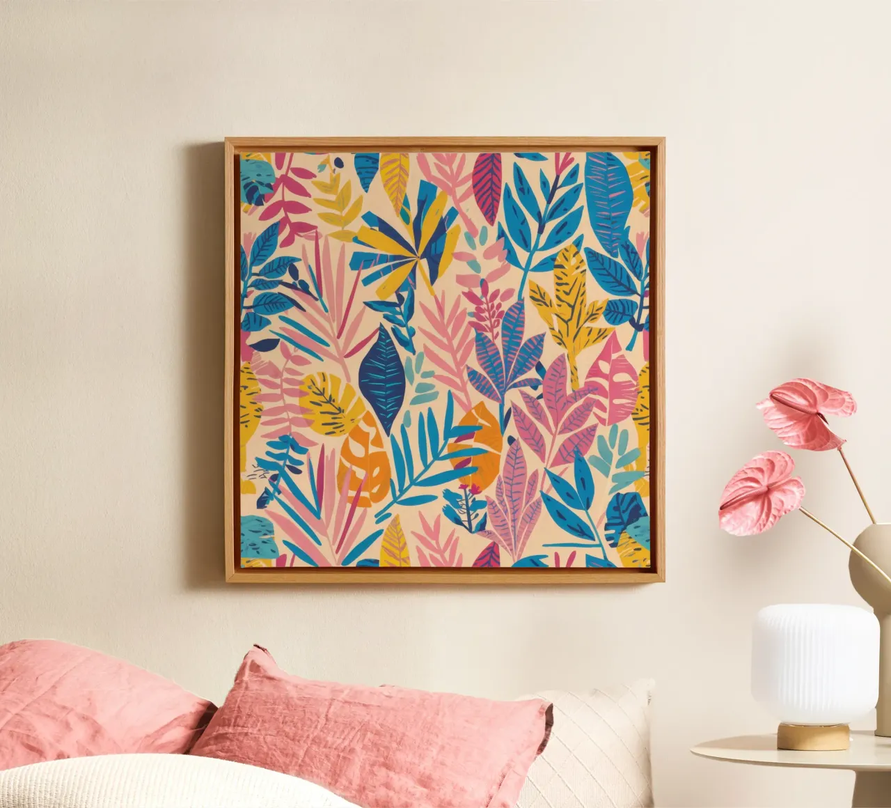 Weelderig Jungle Wandkleed canvas met Baklijst van Selene Shade