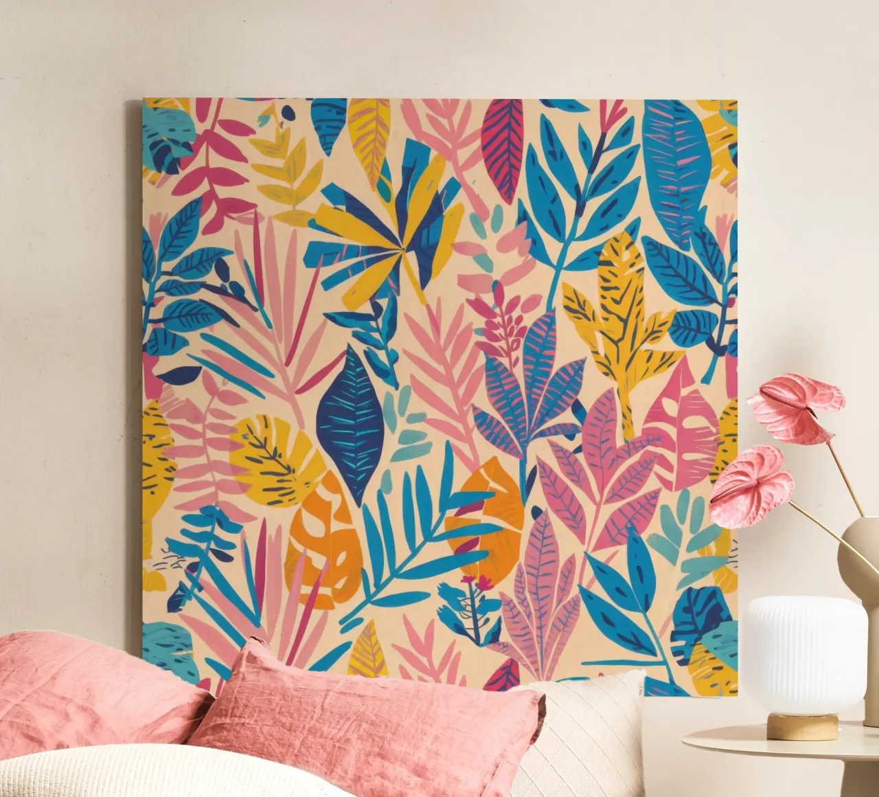 Weelderig Jungle Wandkleed canvas met Baklijst van Selene Shade