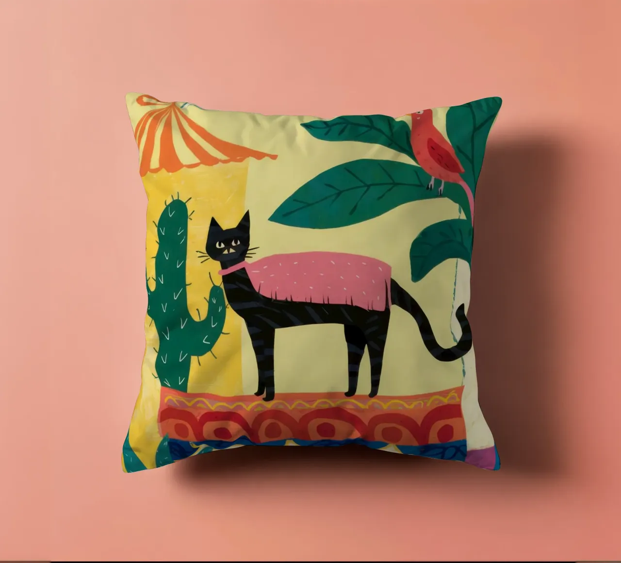 Totem gatto del deserto cuscino da Trace Brush