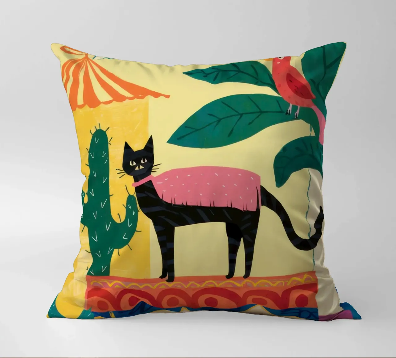 Totem gatto del deserto cuscino da Trace Brush