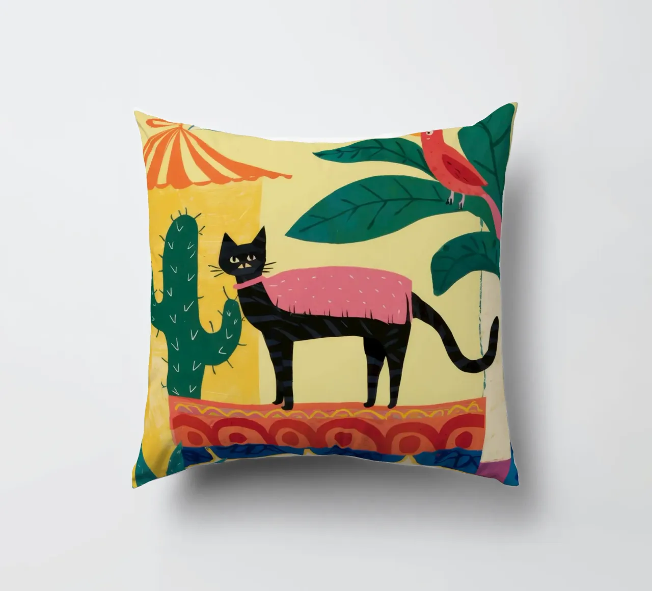 Totem gatto del deserto cuscino da Trace Brush