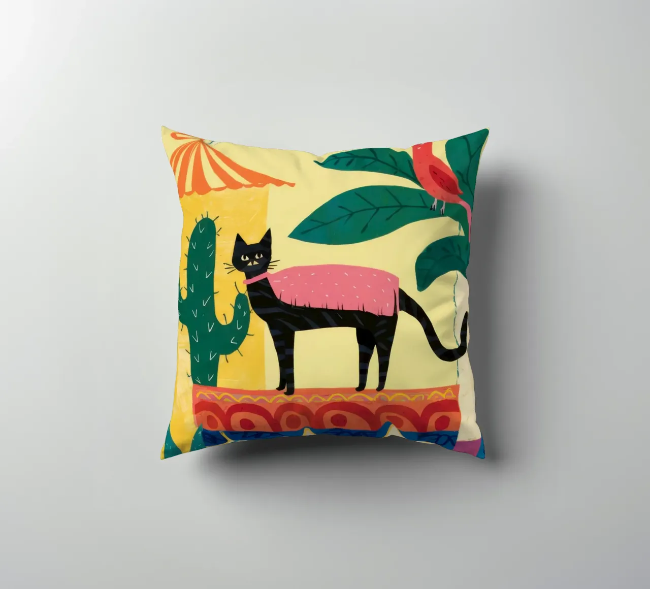 Totem gatto del deserto cuscino da Trace Brush