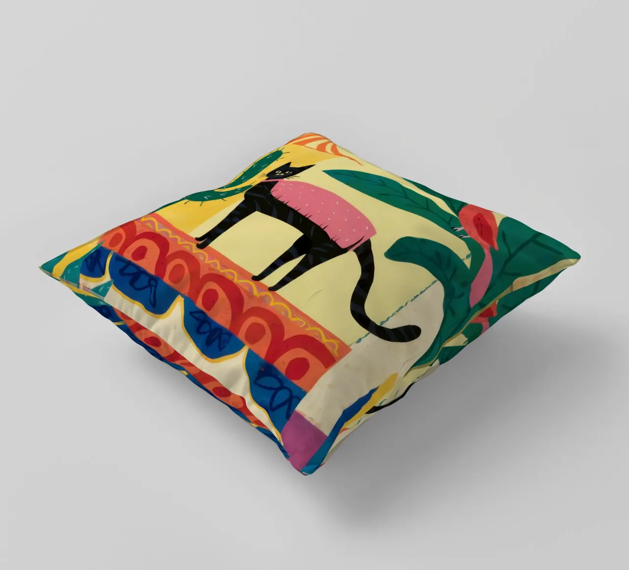 Totem gatto del deserto cuscino da Trace Brush