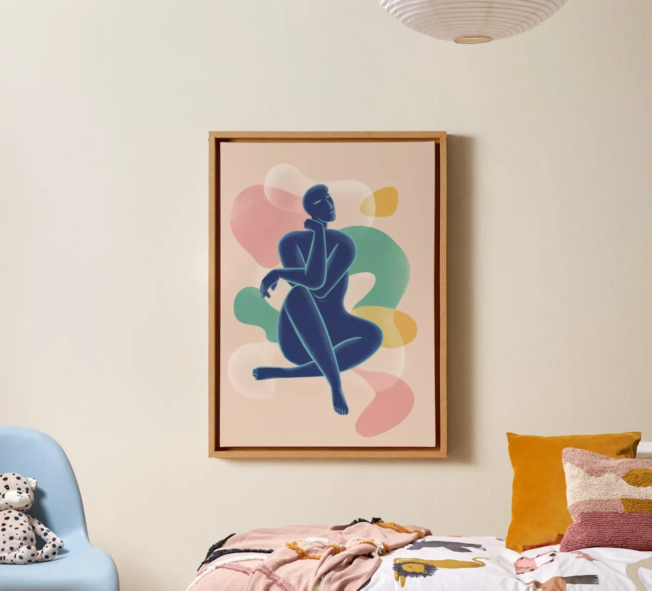 Reclining Figure Abstract canvas with Floater frame by Mark Solaria