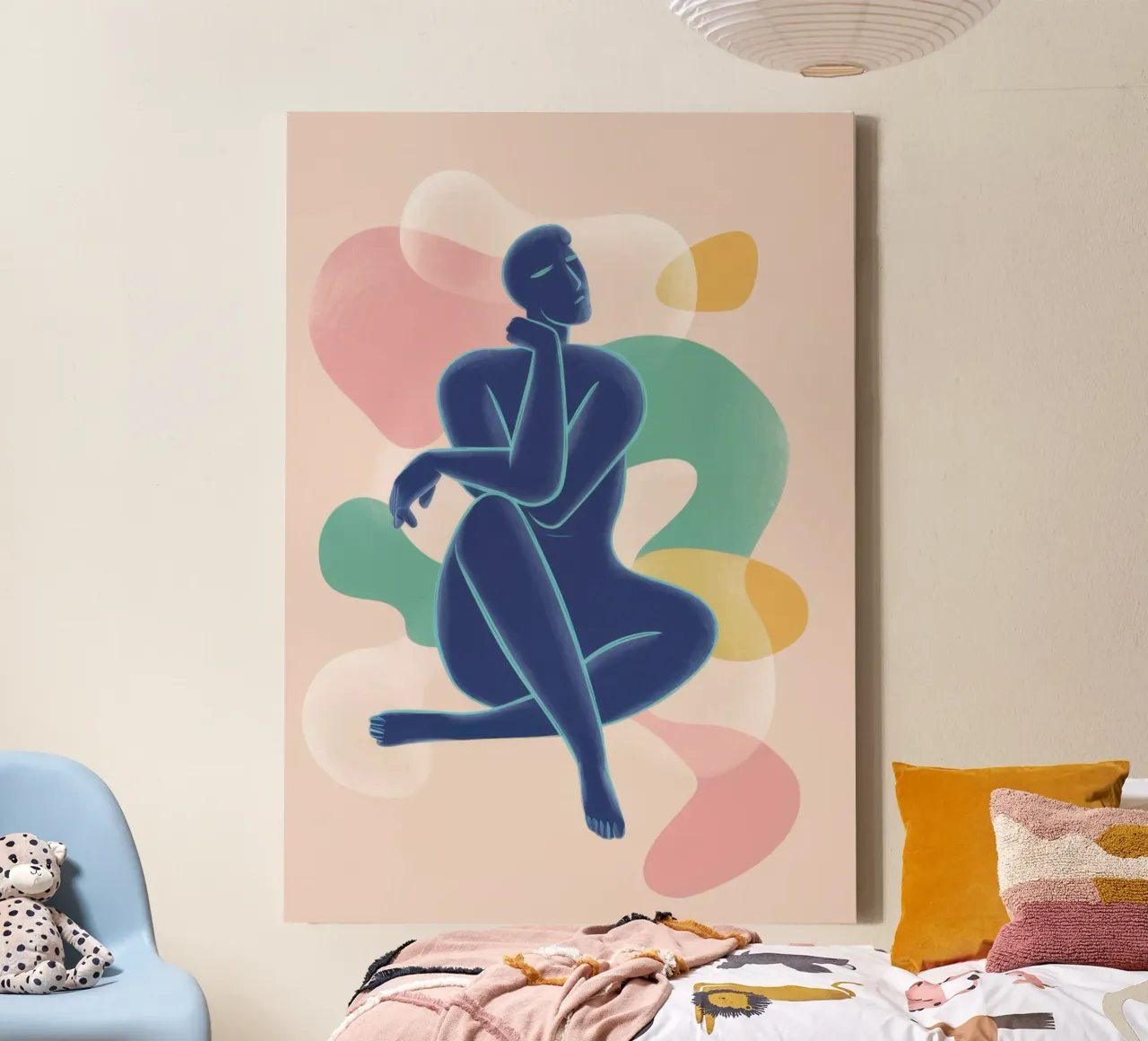 Reclining Figure Abstract canvas with Floater frame by Mark Solaria