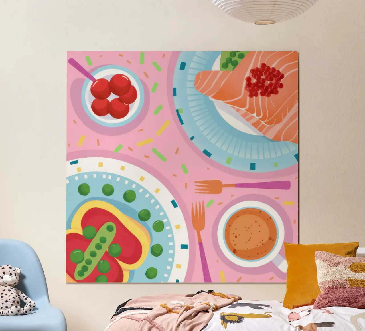 Cena a base di salmone poster con telaio in alluminio da Irish Strokes