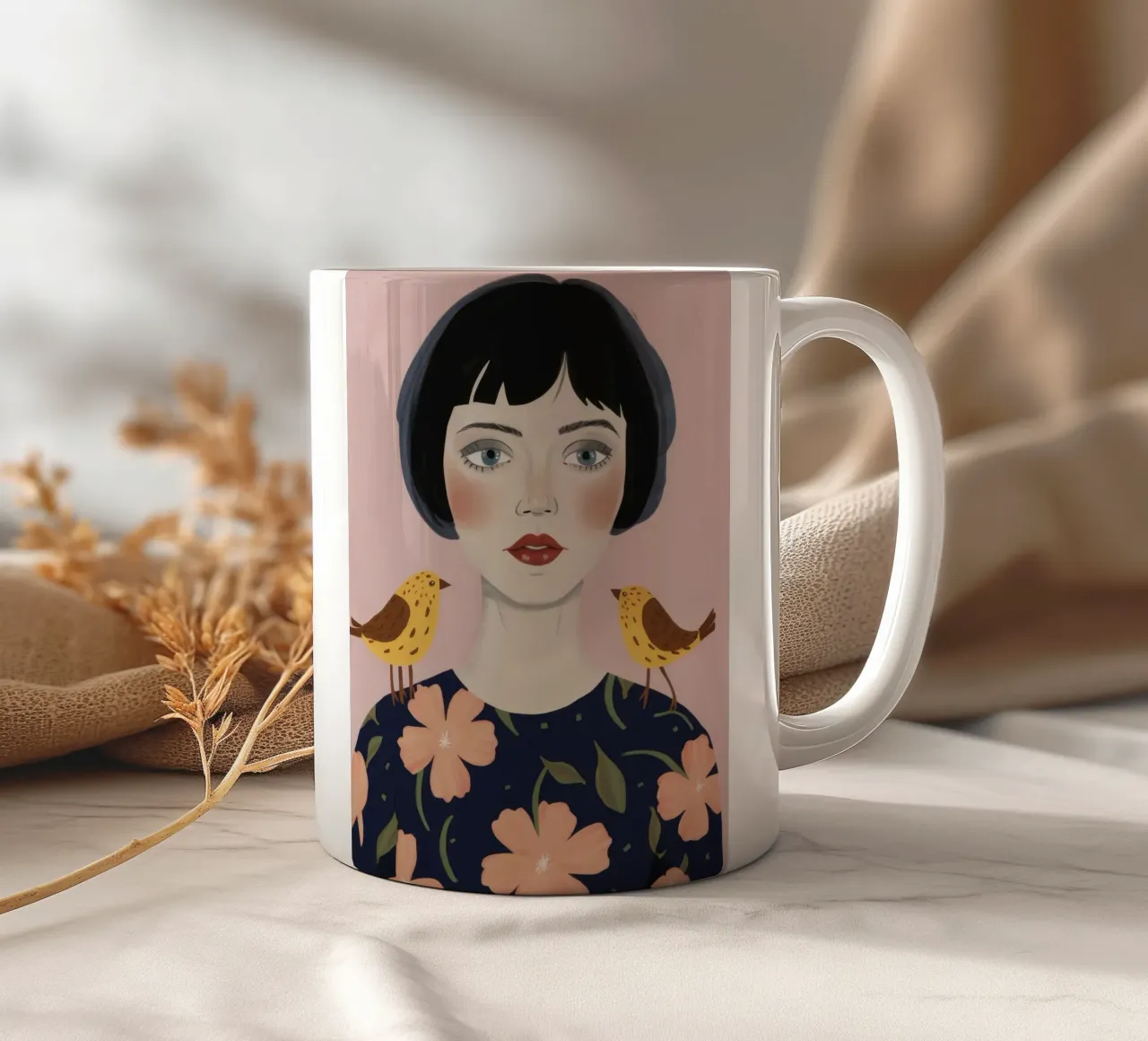 Fanciulla Uccello Sussurrante tazza in ceramica da Selene Shade