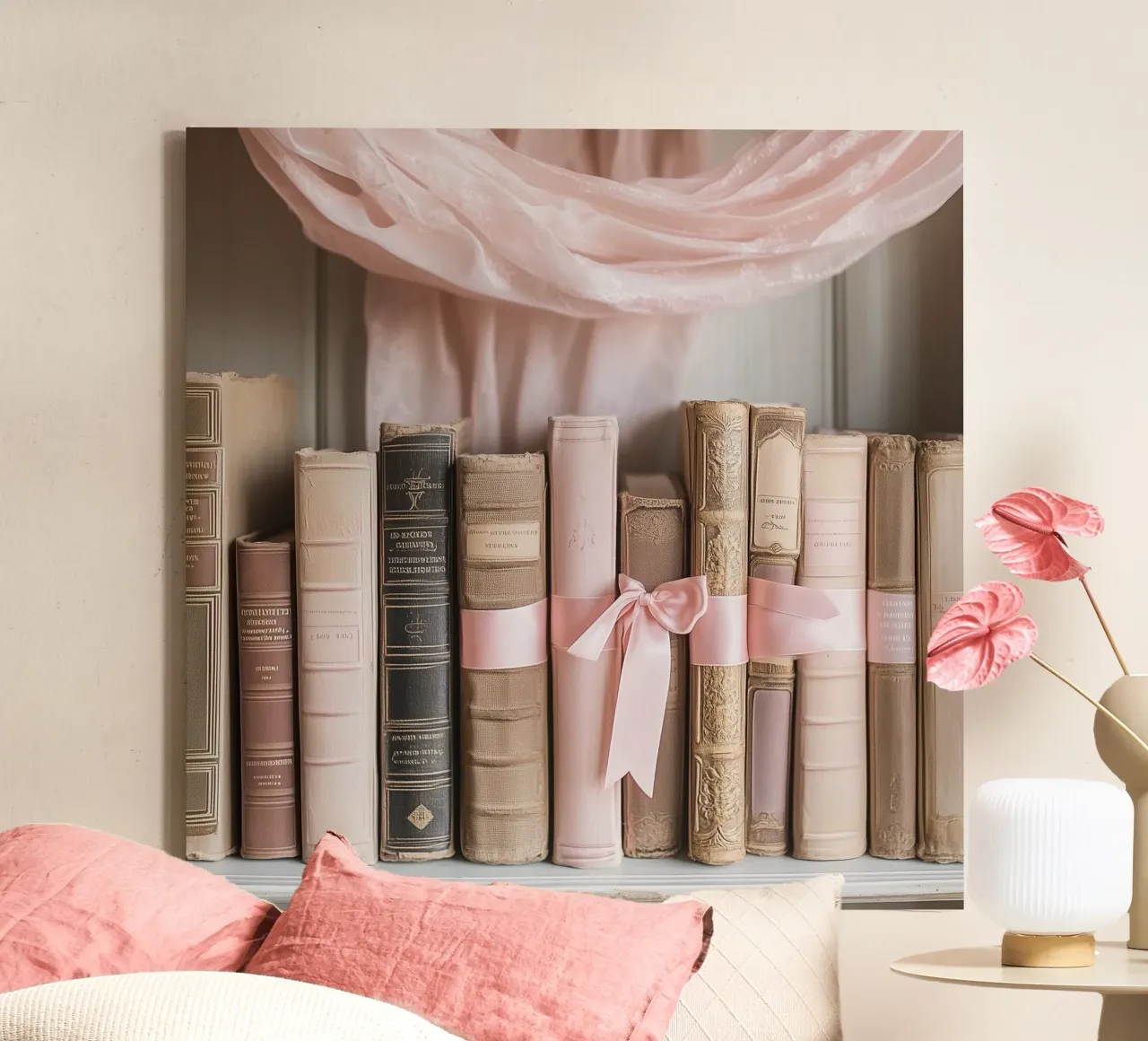 Whispers in Pink canvas met Baklijst van StillVibe Home