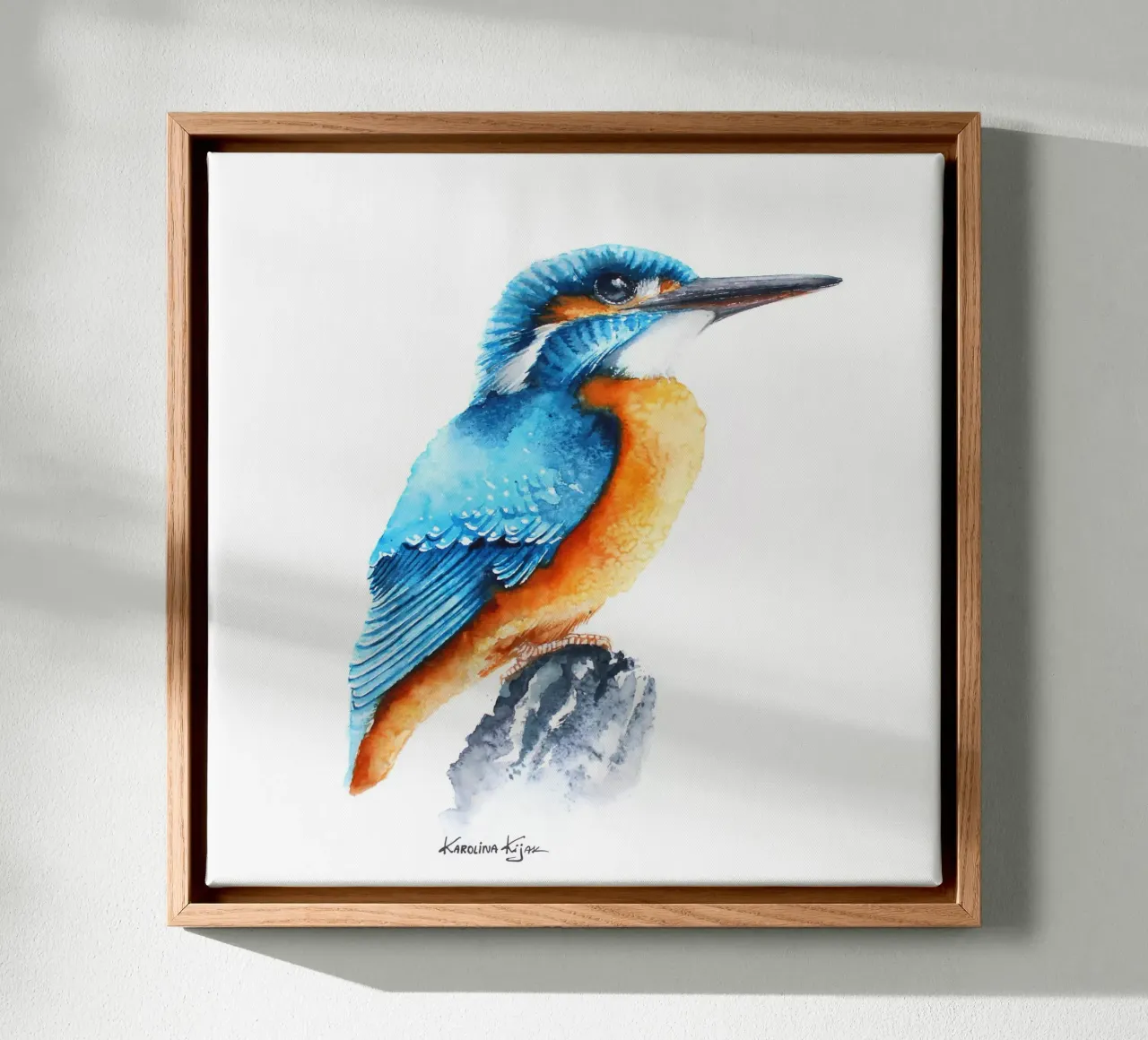 Kingfisher ice bird tela con Cornice a cassetta da Karolina Kijak